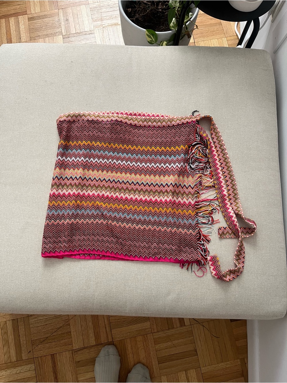 WEEKEND SALE 💫 Missoni Mare Multicolor Chevron Knit Pareo with Fringe Detail - Picture 4 of 11